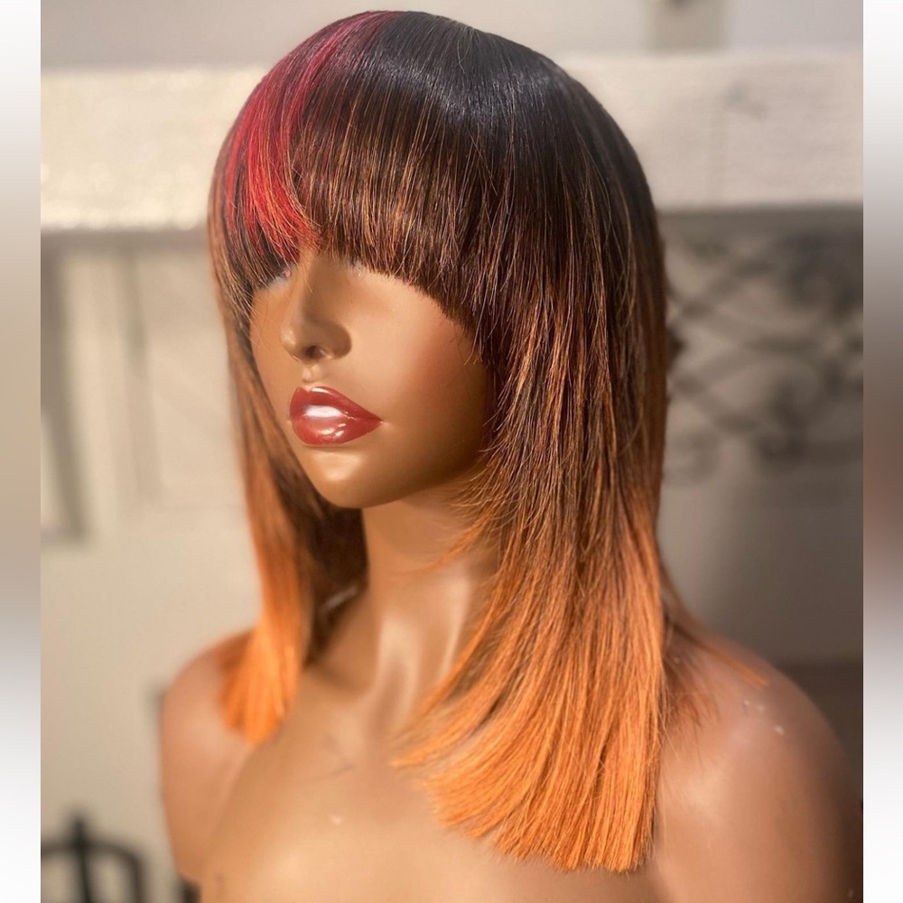 Traditional multicolor wig size medium with adjustable straps for comfort.